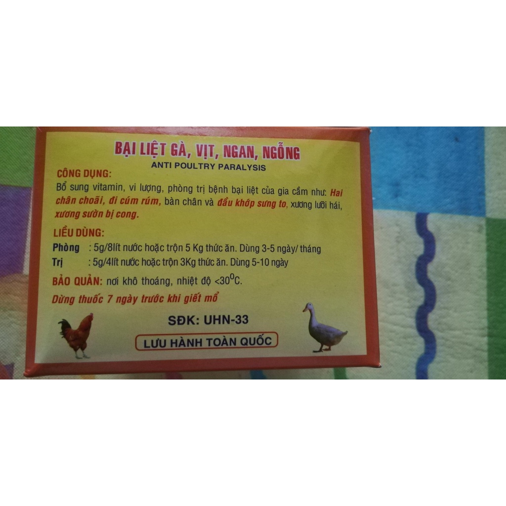 5 gói PHÒNG VÀ TR-Ị BỆNH BẠI LIỆT GÀ, VỊT, NGAN, NGỖNG, CHIM CẢNH,GÀ CHỌI, GÀ ĐÁ.