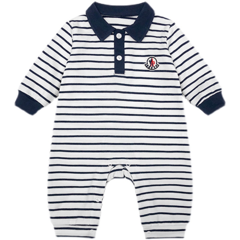 Áo Liền Quần Tay Dài Chất Liệu Cotton Họa Tiết Kẻ Sọc Thời Trang Mùa Thu Cho Bé Trai