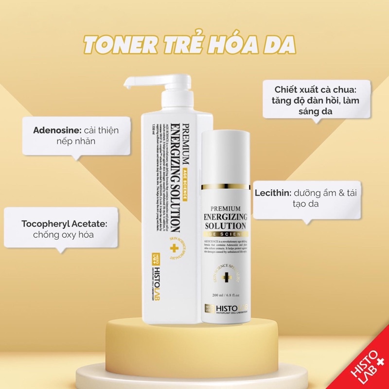 Histolab Premium Energzing Solution - Toner nước hoa hồng làm sáng da, chống lão hoá.