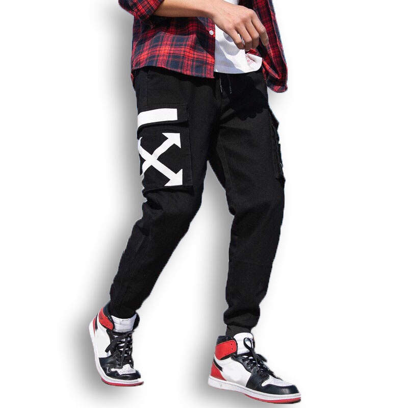 FROM CHUẨN  Quần Kaki Nam Nữ TÚI HỘP In Chữ Unisex - Kiểu quần Baggy vải thun co dãn màu đen size M L XL