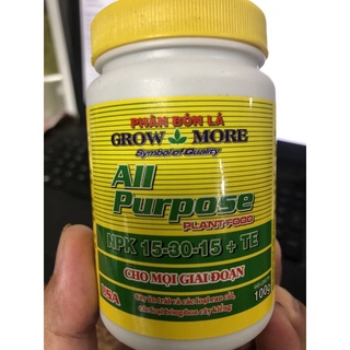 ☘ PHÂN  Bón lá NPK GROW MORE 20-20-20 TE/ 15-30-15 + TE (hũ 100gr)