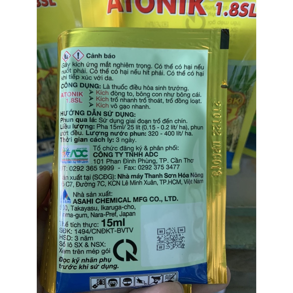 ATONIK 1.8SL BA KÍCH gói 15ml - Thuốc kích thích sinh trưởng - Kích đòng to, Kích trổ nhanh, Kích vô gạo - atonic 3 kích