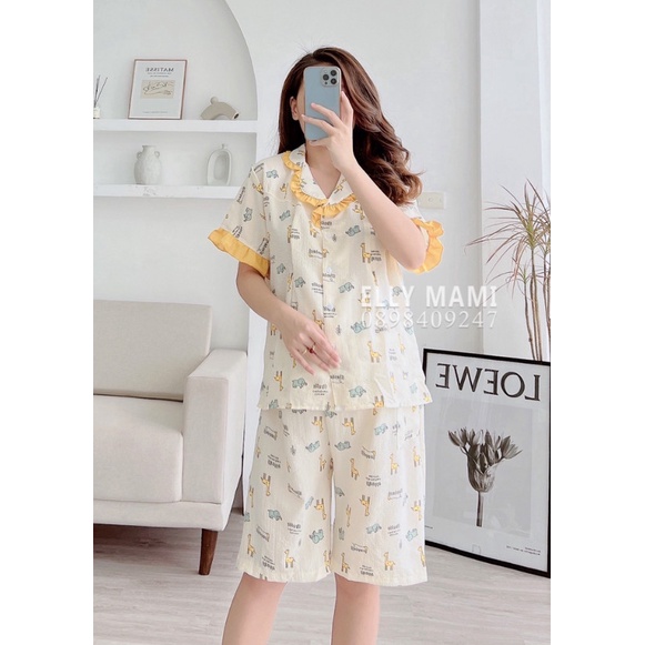 Đồ Bộ Bầu và Sau Sinh Pijama Ngố Nhiều Họa Tiết Siêu Mát Nhẹ Tênh ( Kèm Video + Ảnh Thật )