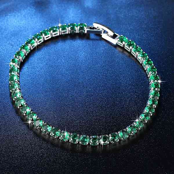 Vòng tay khóa kẹp dạng chuỗi hạt lập phương bằng kim loại đồng/đồng thau đính hàng đá zircon | BigBuy360 - bigbuy360.vn