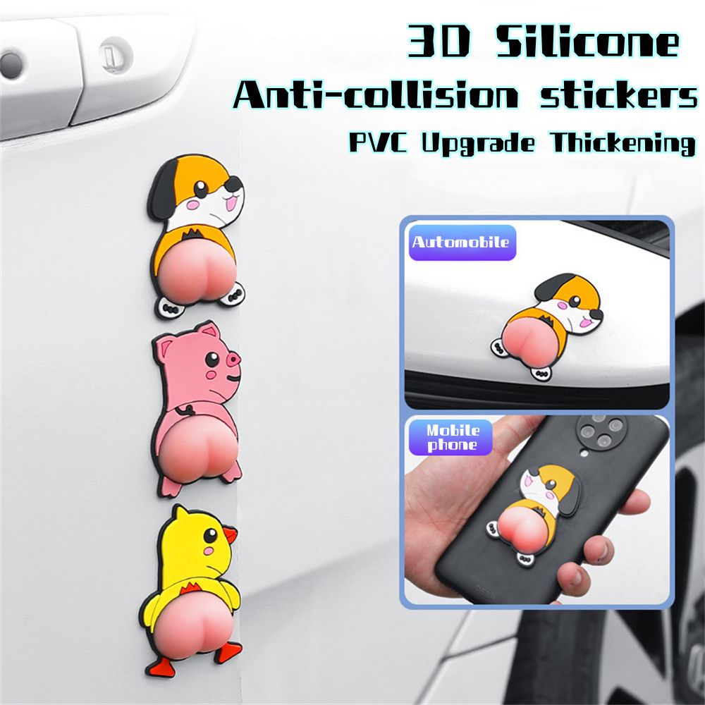 Miếng Dán Viền Cửa Xe Hơi Bằng Silicon Họa Tiết Hoạt Hình 3d Chống Va Chạm / Trầy Xước