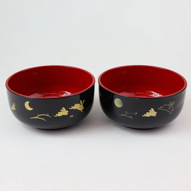 Daiso Chén Thỏ Đen Rabbit China Bowl Black