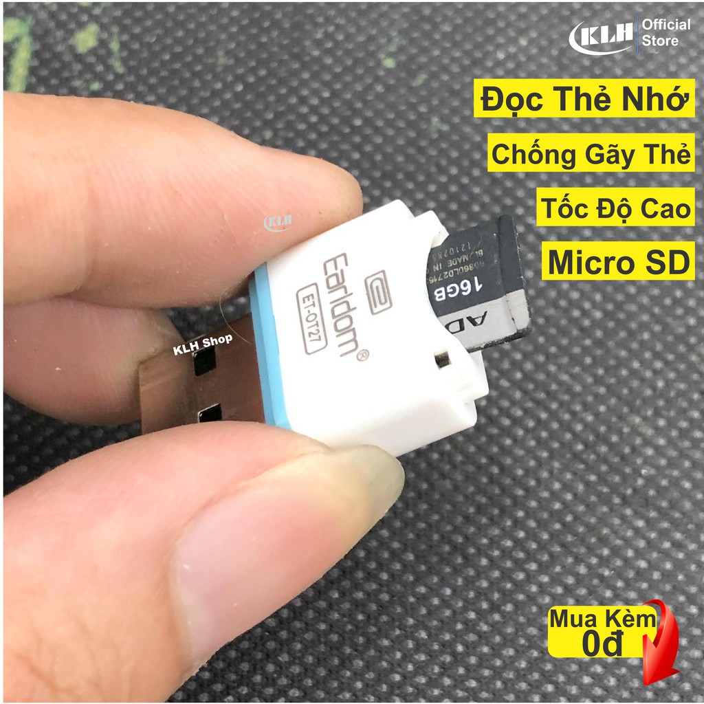 Đầu đọc thẻ nhớ mini, đầu lọc thẻ micro SD nhở gọn chống gãy thẻ chính hãng Earldom OT27 KLH Store