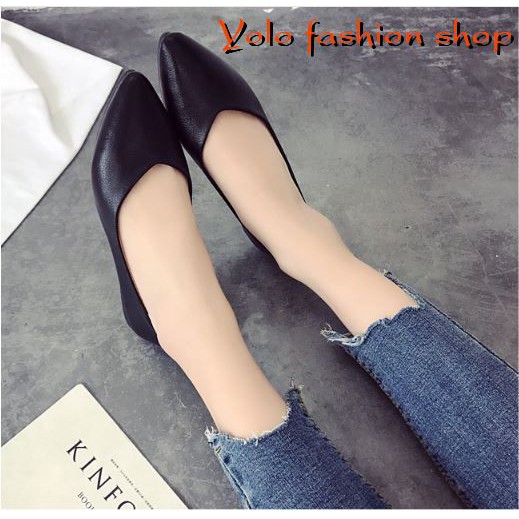 [H1] Giày búp bê nữ đế bằng mũi nhọn da mềm dáng basic - Kèm hình thật | BigBuy360 - bigbuy360.vn