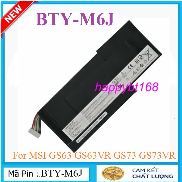 PIN LAPTOP MSI BTY-M6J For MSI GS63 GS63VR GS73 GS73VR 6RF GS43VR 7RG 7RG-005 ZIN