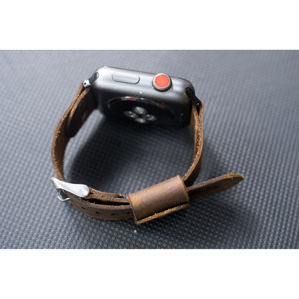 Dây đồng hồ Apple Watch , Iwatch , Iphone Watch Da Bò Sáp Ngựa Điên RAM Leather Pilot Rivet  Bền Đẹp