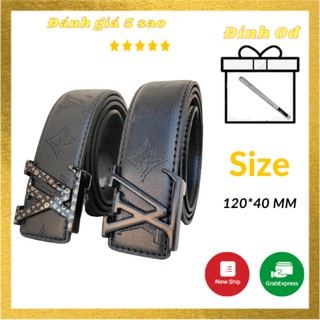 Dây lưng nam LV, Thắt lưng khóa kim loại mặt nguyên khối dây da chống bong tróc siêu bền, tặng kèm đinh đục lỗ miễn phí