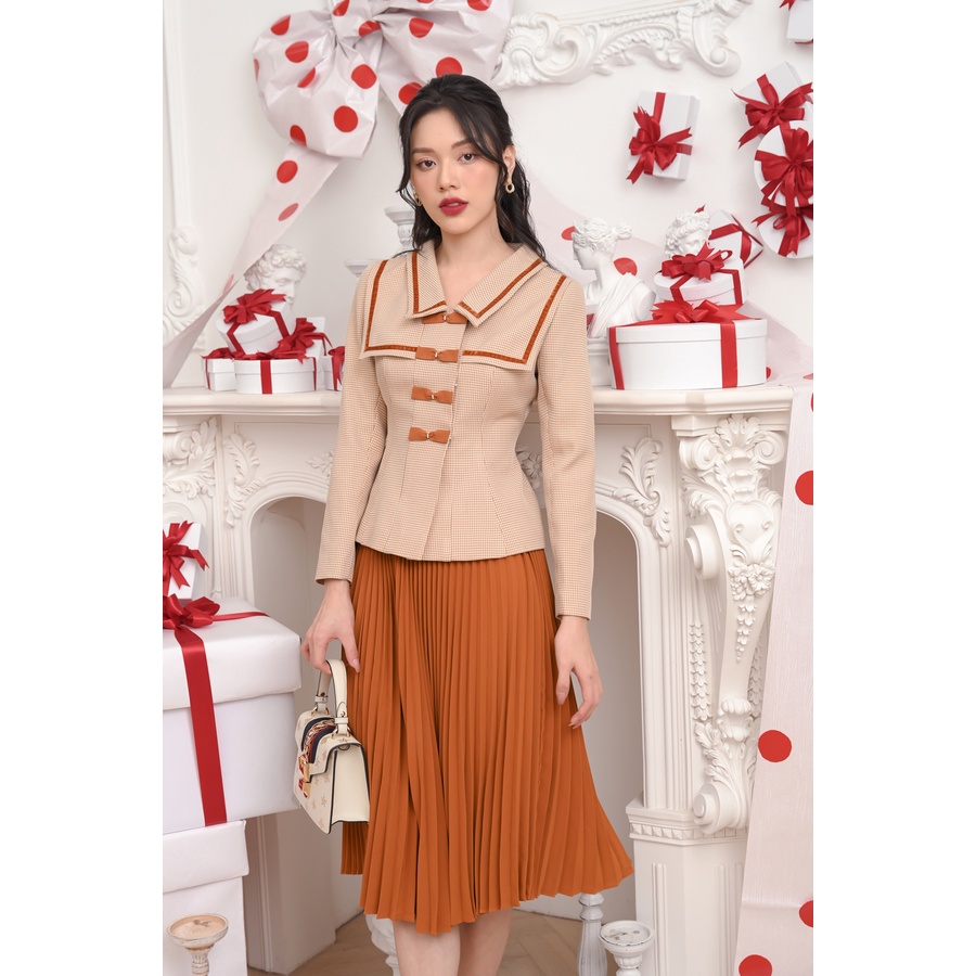 Áo khoác cam nâu đính nơ tiểu thư Malie Vest RIMMY