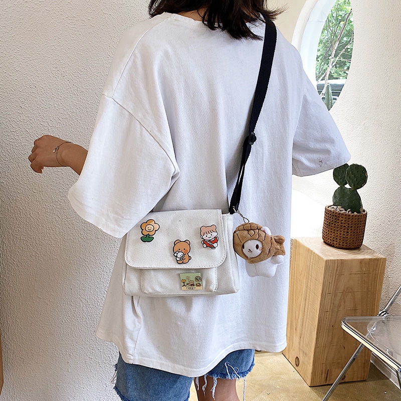 Túi tote canvas đeo chéo giá rẻ trơn vải mềm đi học vừa khổ A4