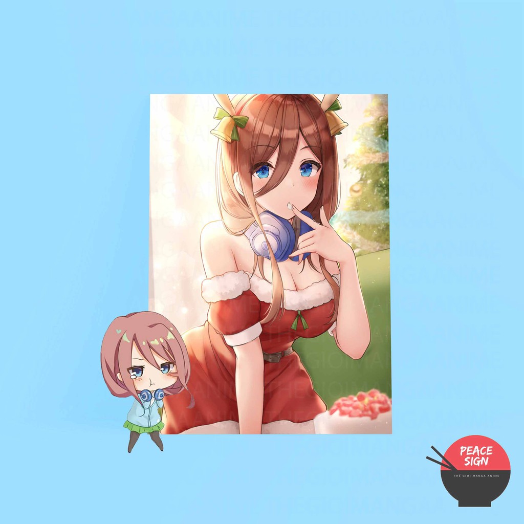 (NHIỀU MẪU) Tấm Postcard cao cấp giấy 260gsm in hình NAKANO MIKU - Gotoubun no Hanayome NHÀ CÓ NĂM NÀNG DÂU