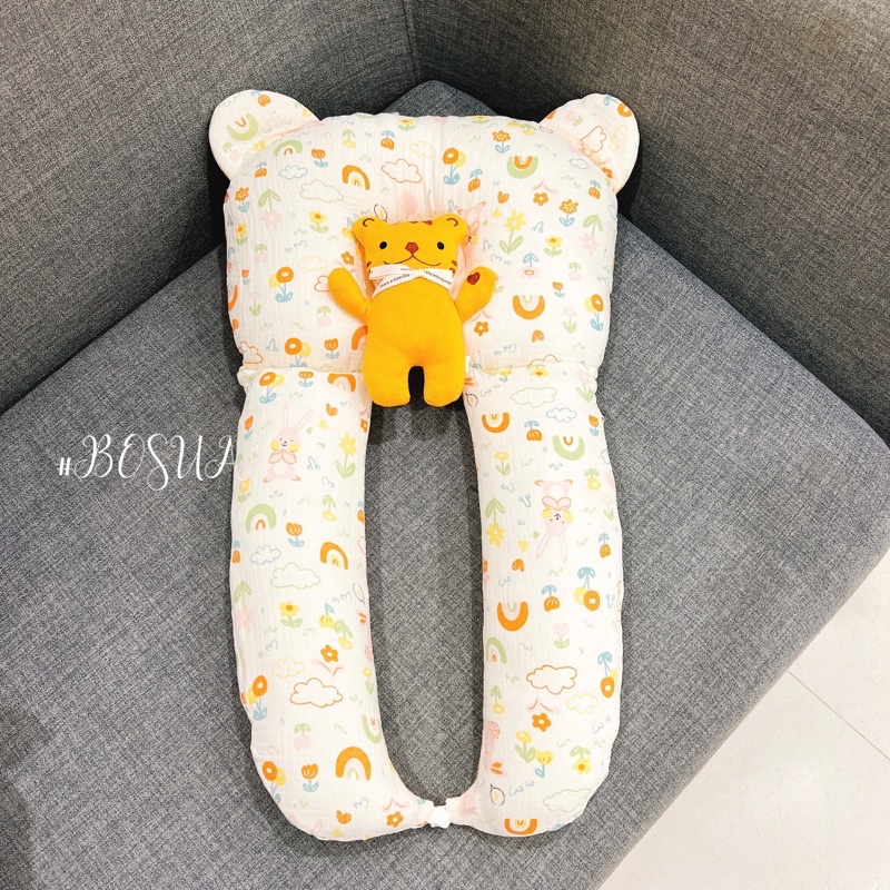 Gối chữ U đa năng cho bé sơ sinh, gối ôm chữ U đa năng cho bé (tháo được vỏ)
