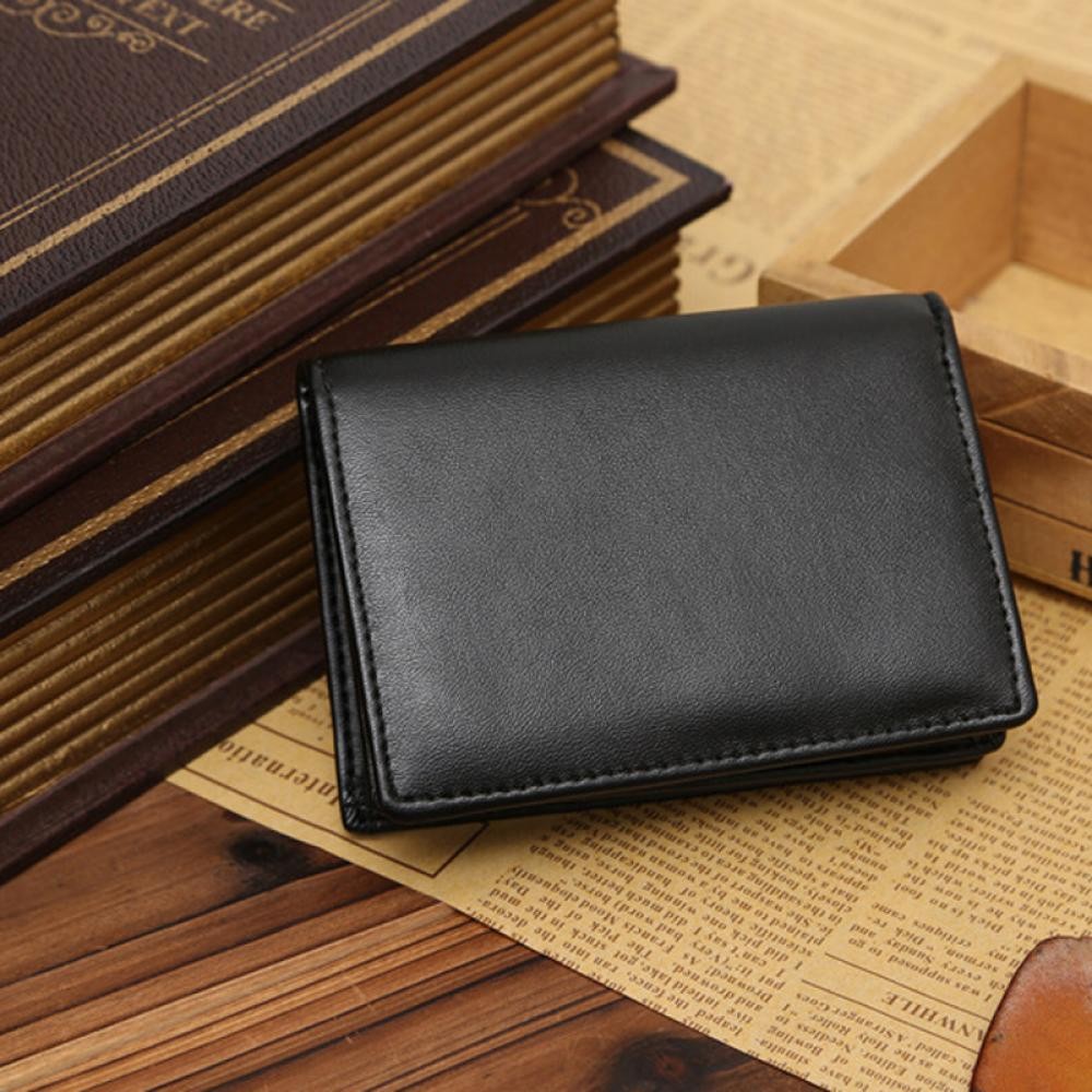 Black Bifold Men &Apos;S Genuine Leather Wallet Money Clip Purse 0đ