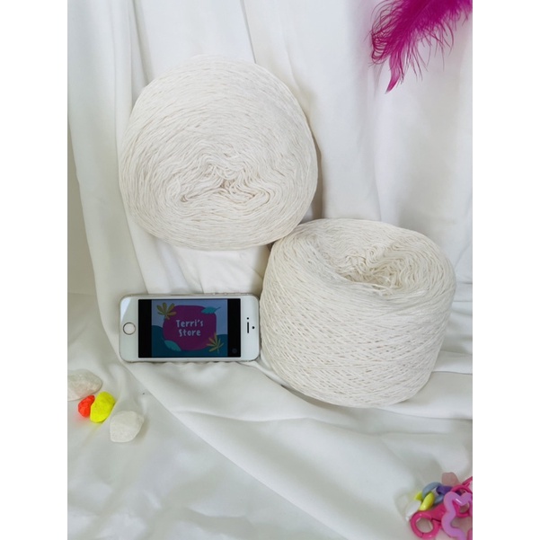 Yarn - Sợi Cotton Hàn Màu kem sữa và Màu be - Sợi chập  - Đan móc áo hè