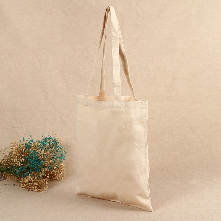 Creamy White Canvas Shopping Bags,Foldable Reusable Fabric Bag,Shoulder Top Eco Bag