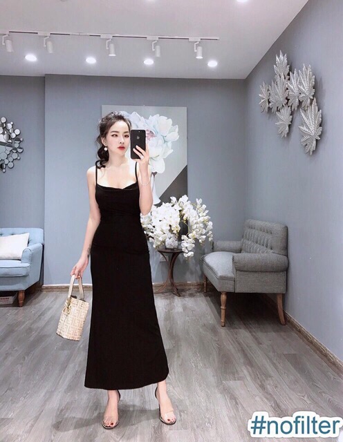 Váy hai dây maxi đen