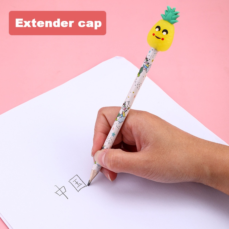 Bộ 5 Nắp Đậy Bút Chì/ Phụ Kiện Bút Bằng Silicon Mềm Hình Động Vật Hoạt Hình Sáng Tạo