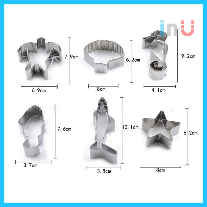 HCM - Bộ 4 khuôn cutter inox Tàu xe Máy bay, Sinh vật biển, Miếng xếp hình, Hoạt hình cute cắt bánh quy, làm fondant BCT