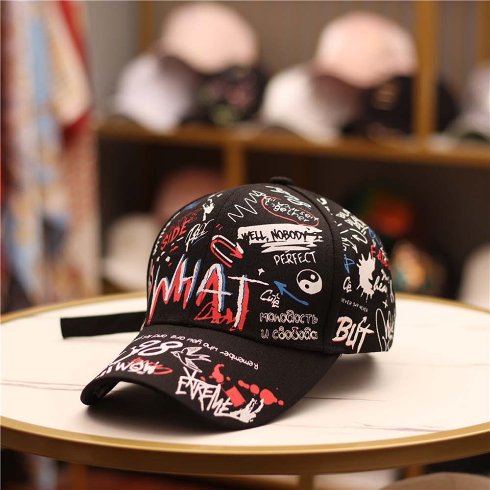 Mũ lưỡi trai cotton in họa tiết graffiti phong cách hip hop thời trang cho nam và nữ