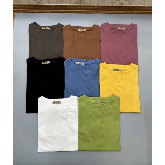 Áo phông 3158 trơn nam nữ, áo thun trơn tay lỡ oversize form rộng cotton khô