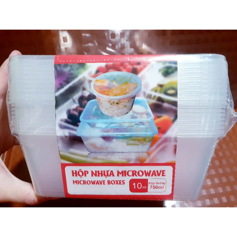 Bộ 10 hộp nhựa Microwave đựng thức ăn kèm nắp | BAO BÌ VƯƠNG NGUYỆT