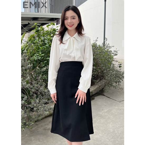 Chân váy công sở EMIX (2 màu), basic dress, dáng dài, midi, chữ A, cạp cao, khóa sau, xẻ chân, chất tuytci cv808