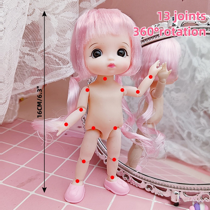 Bjd Dolls 13 Joint Naked Body Mini Doll Cute Smile Face 16cm Bjd Doll Girl Gift