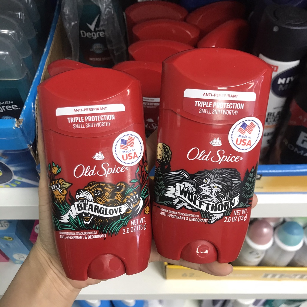 [Hàng Mỹ] Lăn sáp khử mùi nam Old Spice Pure Sport/Bearglove/Wolfthorn/ Lăng khử mùi [Chính hãng]