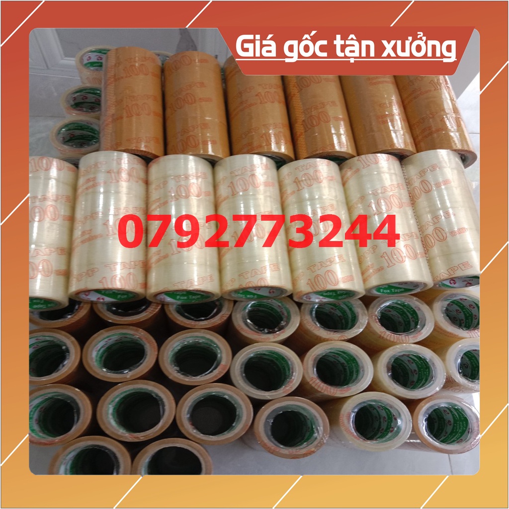 Combo 6 cuộn băng keo  trong đục 100 yard, lõi 5li