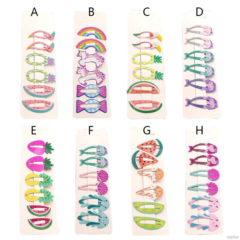 Set 6 kẹp tóc tạo hình dễ thương nhiều màu sắc bắt mắt cho bé gái