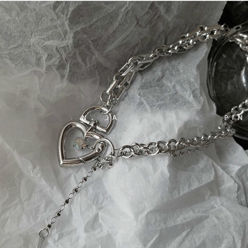 [Giao Hàng Miễn Phí] Vòng Cổ choker Mặt Hình Trái Tim Đào Phối Khóa Phong Cách ins 22219 ins