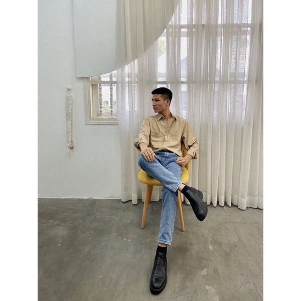 Jean OAO form ôm xanh đậm rách gối