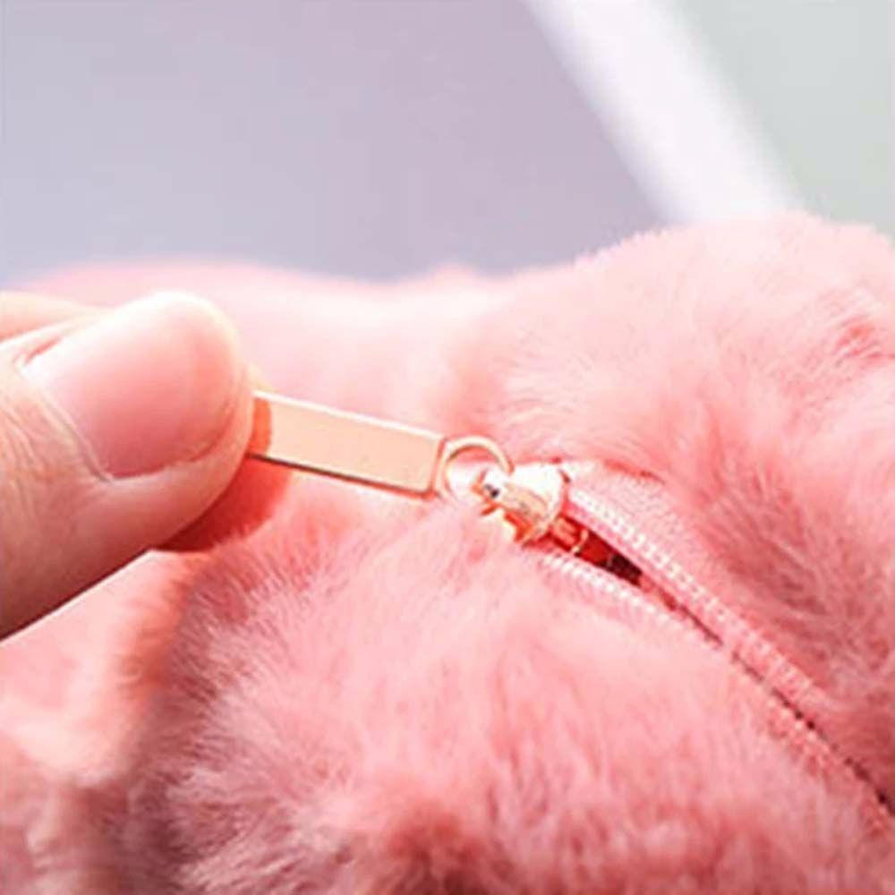 Túi Đựng Bút / Mỹ Phẩm Sức Chứa Lớn Hình Bát Giác Phủ Lông Nhiều Màu Dễ Thương Cho Học Sinh / Văn Phòng