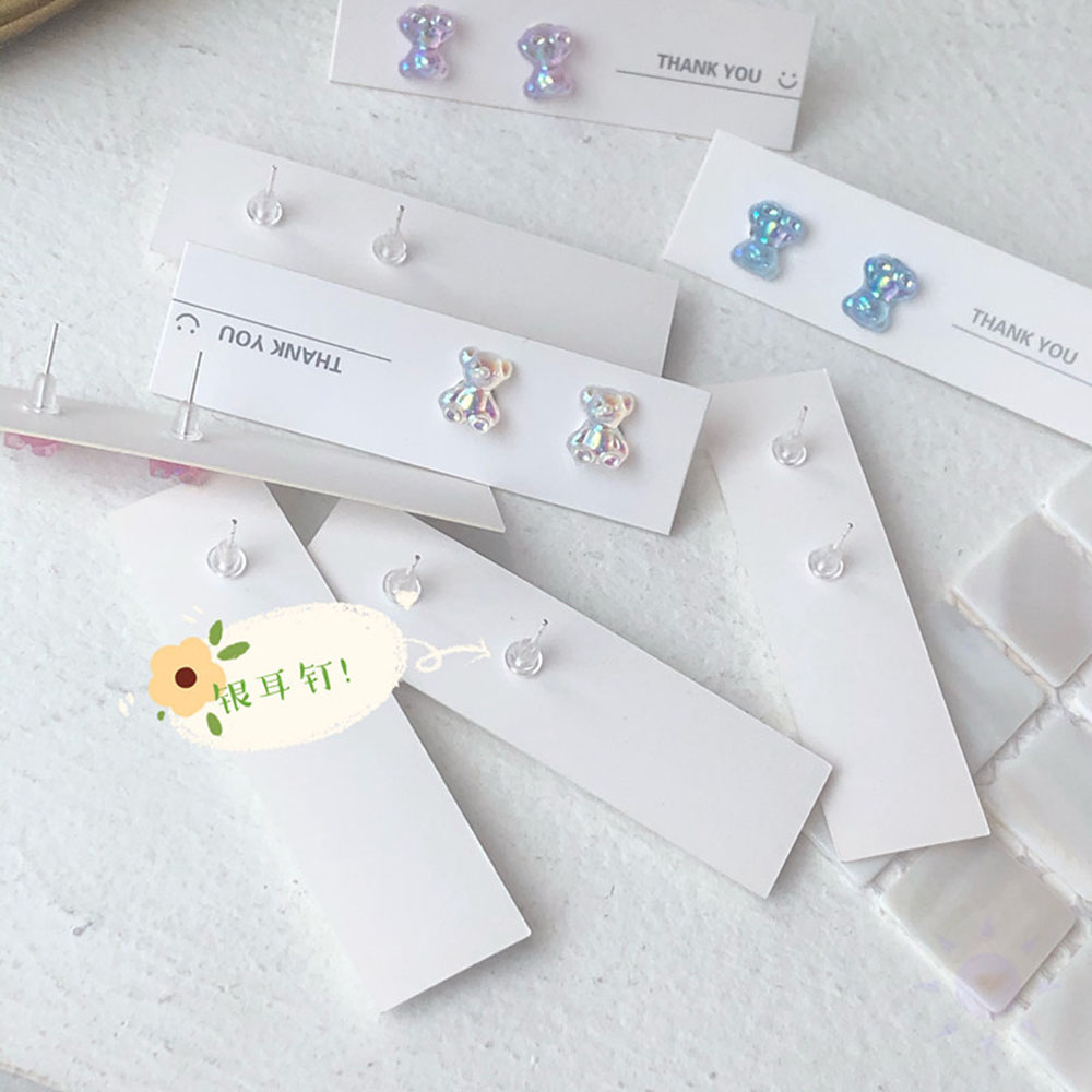 Khuyên tai nhựa resin hình gấu nhiều màu sắc xinh xắn
