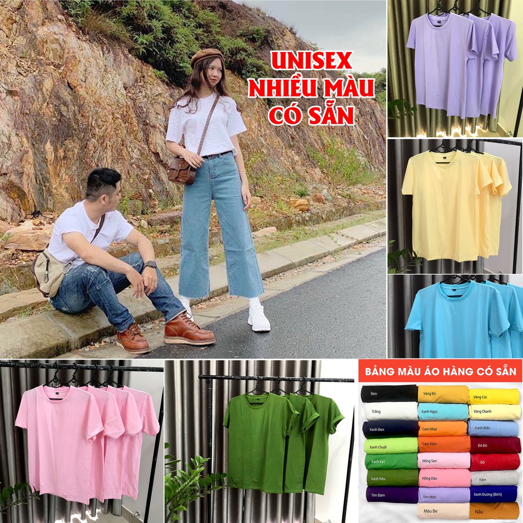 Combo 25 Áo Thun Trơn Nam Nữ Nhiều Màu Thời Trang 24h