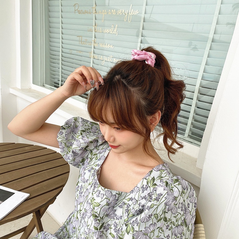 Dây Buộc Tóc Cao Su Co Giãn Màu Hồng Họa Tiết Chú Heo Dễ Thương Dành Cho Nữ