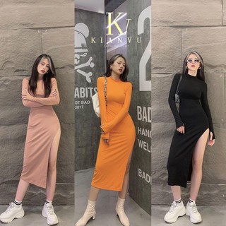VÁY BODY TAY DÀI XẺ TÀ