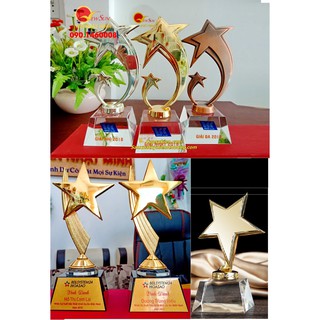 Cup lưu niệm pha lê ngôi sao kim loại