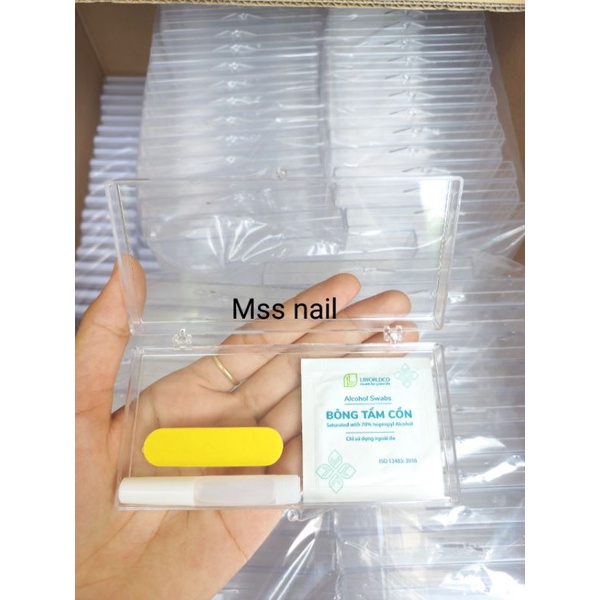 Combo hộp đựng nails+ keo+ dũa+ giấy lau sạch móng