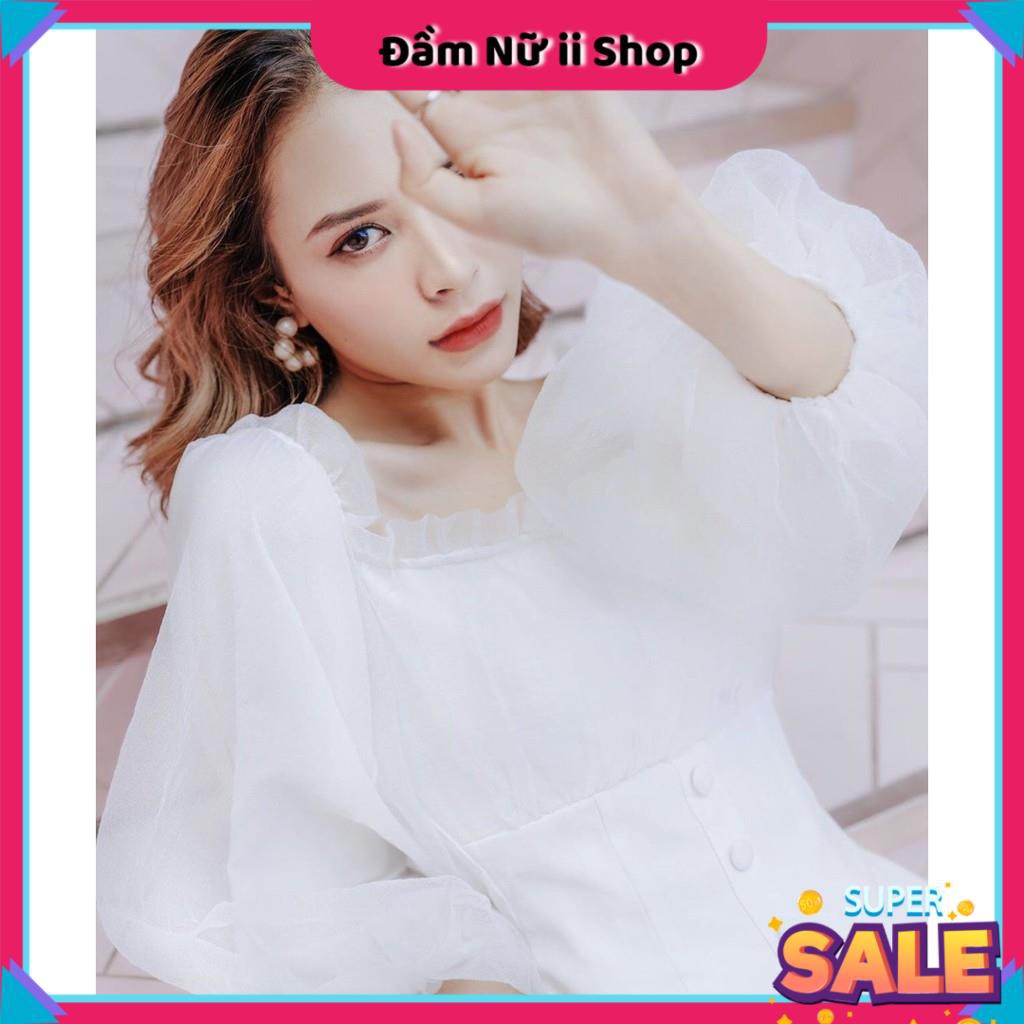 Đầm dự tiệc trễ vai nút bọc phối xốp | BigBuy360 - bigbuy360.vn