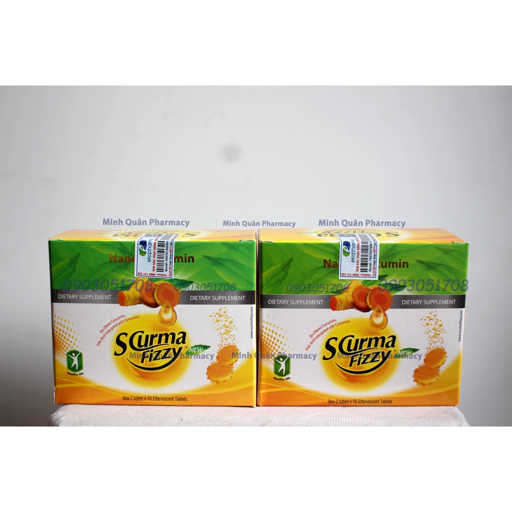 Viên sủi nghệ Nano Curcumin Scurma Fizzy đau bao tử loét tá tràng chống trào ngược dạ dày thực quản giảm đau 20 viên