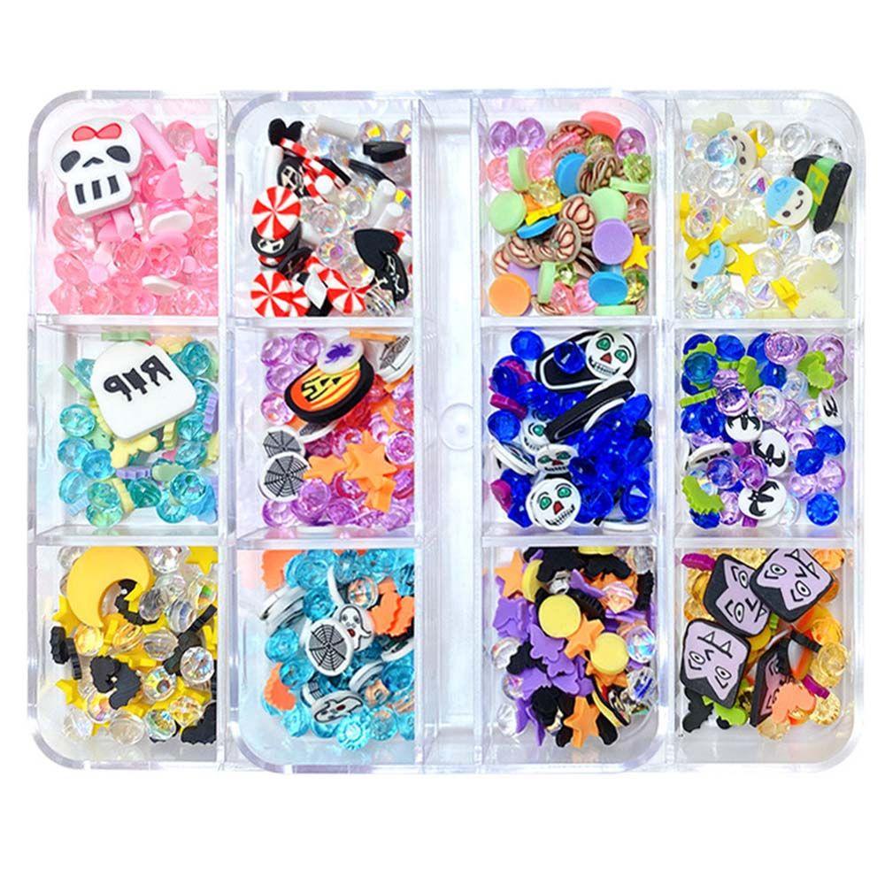 OCEANMAP Miếng Dán Trang Trí Móng Tay 3D Hình Bộ Xương Hoạt Hình Phong Cách Halloween