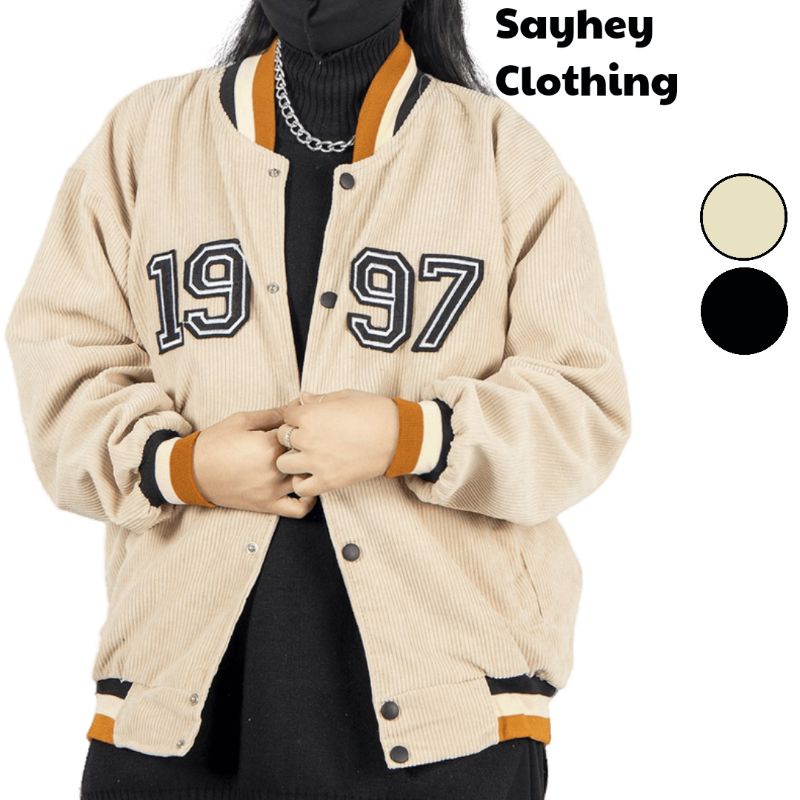 Áo khoác BOMBER Nhung Ulzzang 1997 Nam Nữ Unisex Form Rộng