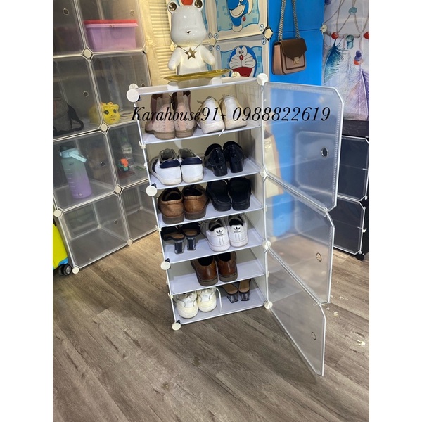 Xả KhoTủ giày nhựa lắp ghép đa năng thông minh 3 tầng 6 ngăn