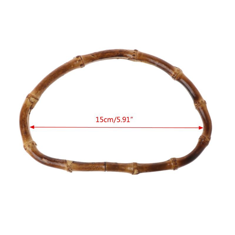 Tay cầm túi xách chữ D bằng gỗ tre tự nhiên kích thước 15cm