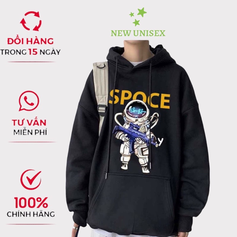 Áo Hoodie Nam Nữ Chui Đầu Chất Nỉ Ngoại in Hình Người Máy Phi Hành Gia Hot Trend [New Unisex]