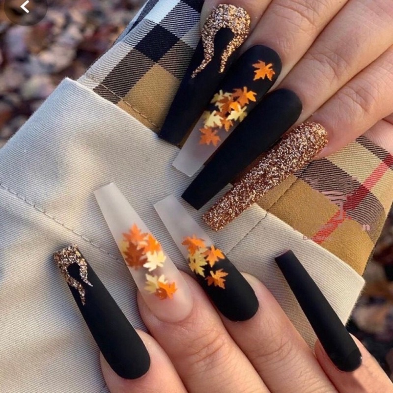 Sequin kim tuyến lá phong-phụ kiện nail móng
